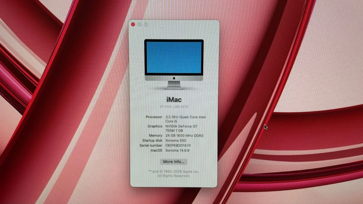 About this Mac info window
