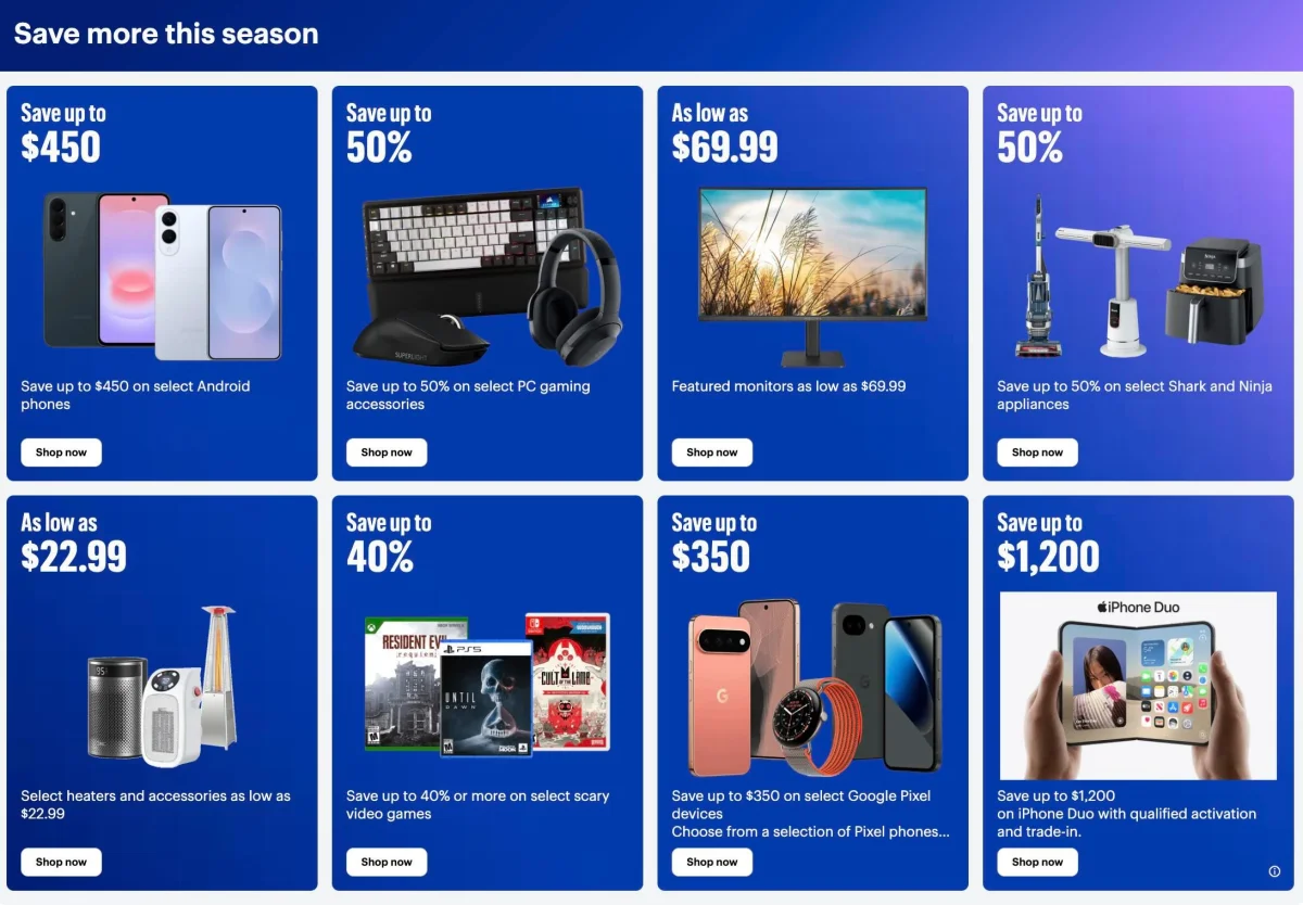 A screenshot of a blue advertisement