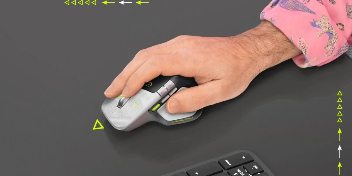 A hand on a computer mouse