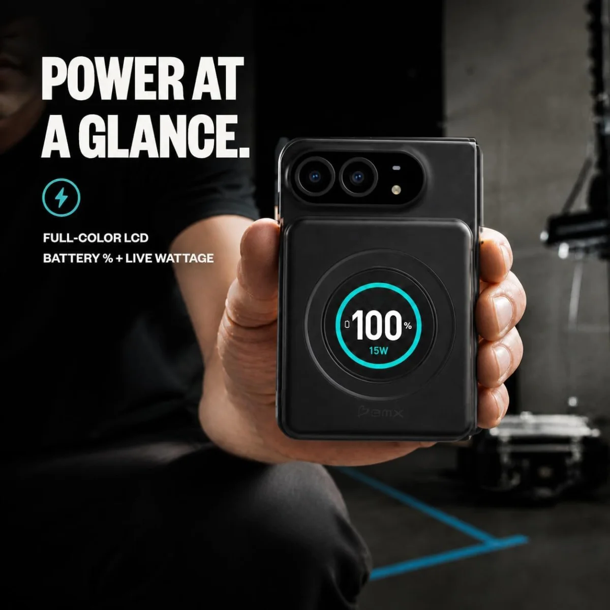 A person holding a device