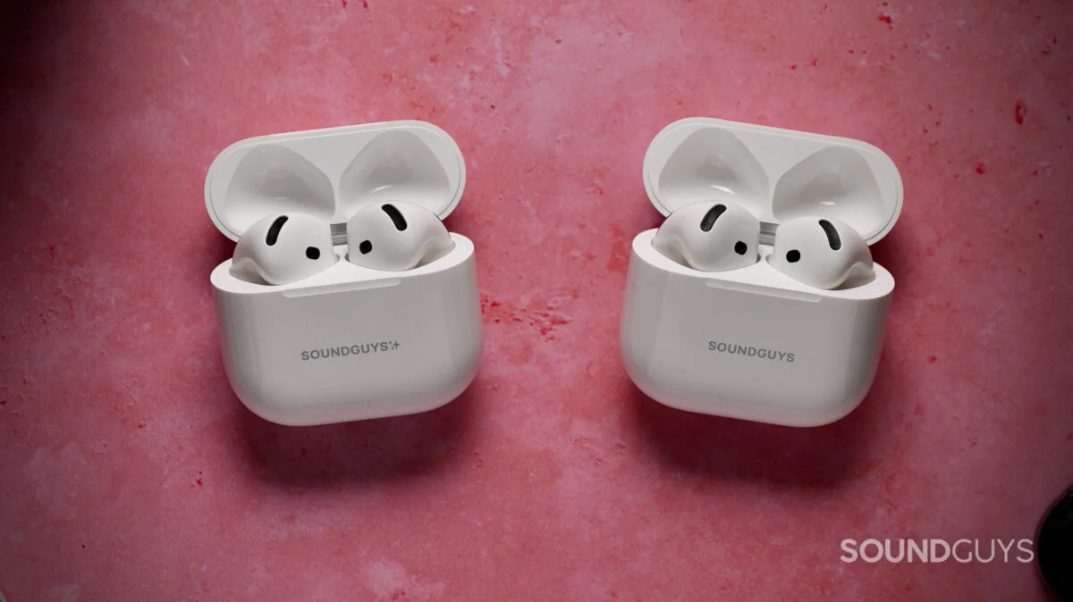 AirPods 4 with ANC and AirPods 5 shown in their open charging cases