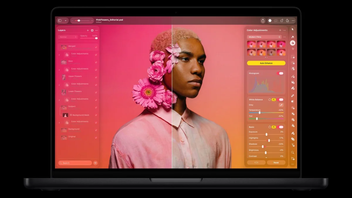 Apple MacBook Pro 14-inch M6 showing image editing