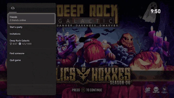 Streaming Deep Rock Galactic through Xbox Cloud Gaming in DroidDeck with the performance overlay
