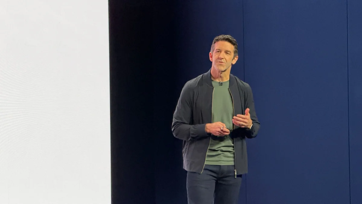 John Ternus on stage at Apple's 'Pro and Tell' event